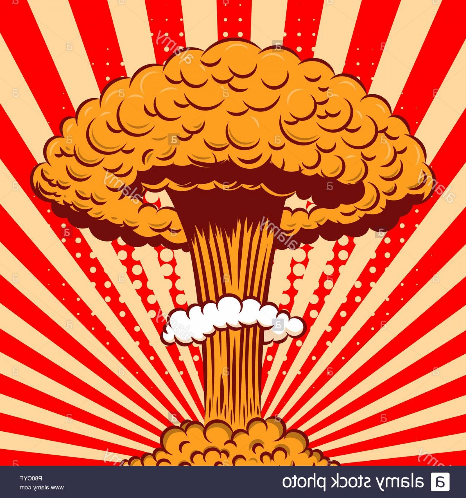 1560x1668 Nuclear Explosion In Cartoon Style On Comic Background Design