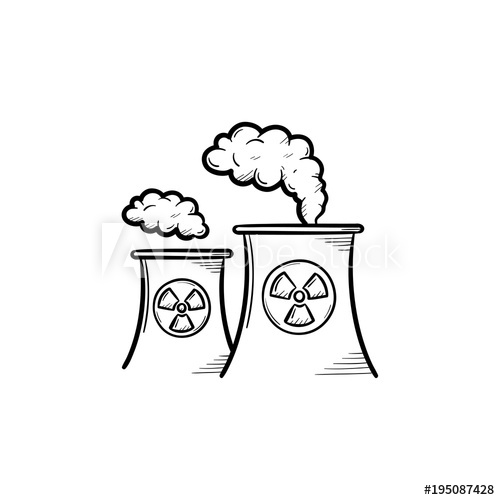 500x500 Nuclear Power Plant With Smoke Hand Drawn Doodle Icon Pollution