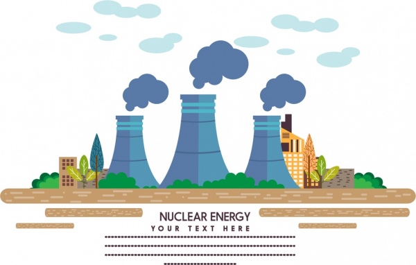 600x382 Industrial Concept Design Colored Nuclear Plant Icon Free Vector