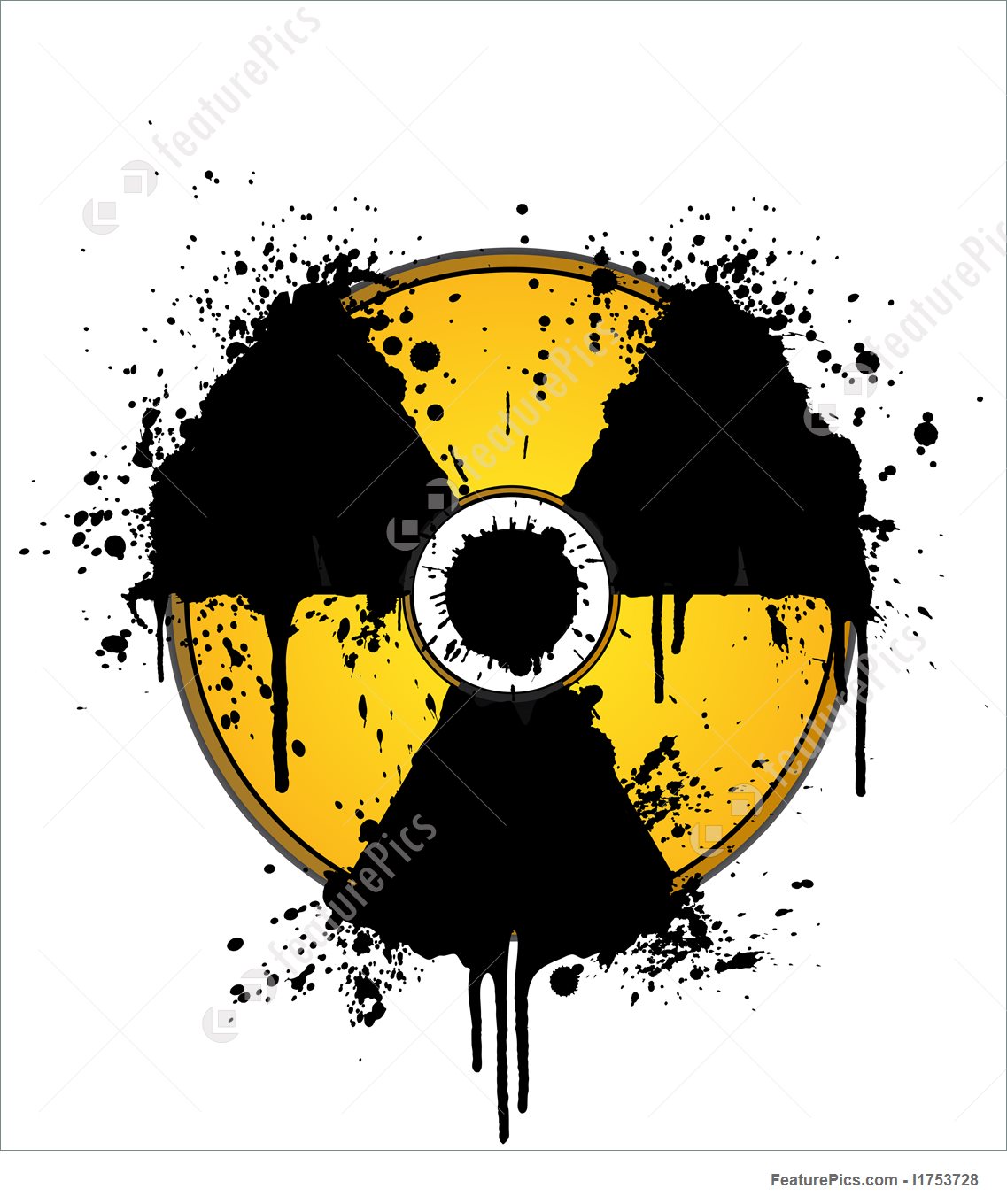 1137x1360 Nuclear Symbol Ink Splatter Yellow And Black Illustration