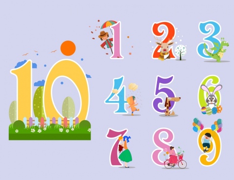 480x368 Colorful Numbers Free Vector Download