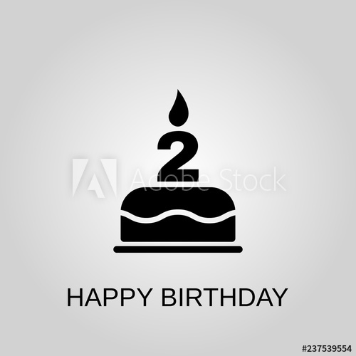 500x500 The Birthday Cake With Candles In The Form Of Number Icon Happy