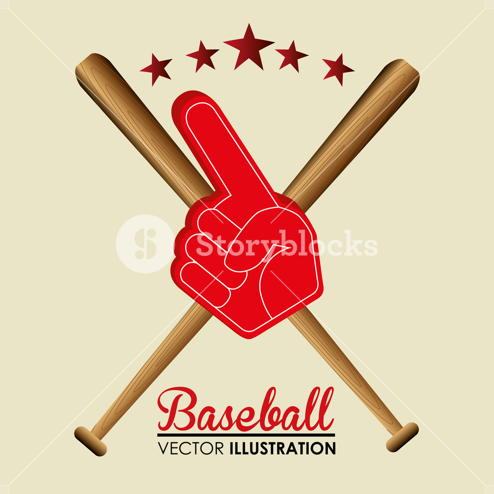 1000x1000 Baseball Sport Glove Number One Vector Illustration Design Royalty