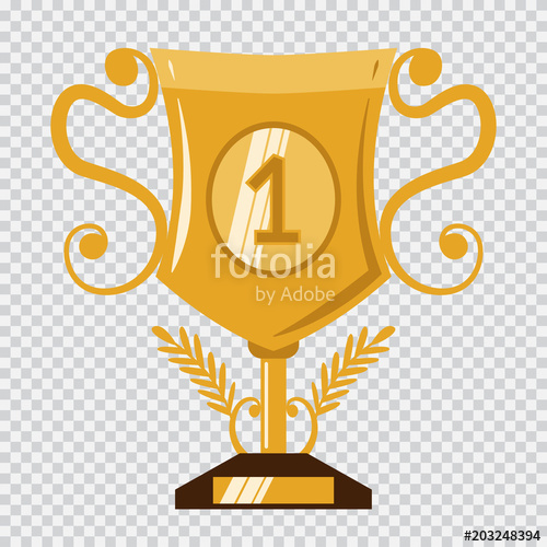 500x500 Golden Cup, Prize, Trophy With Number One Vector Flat Icon