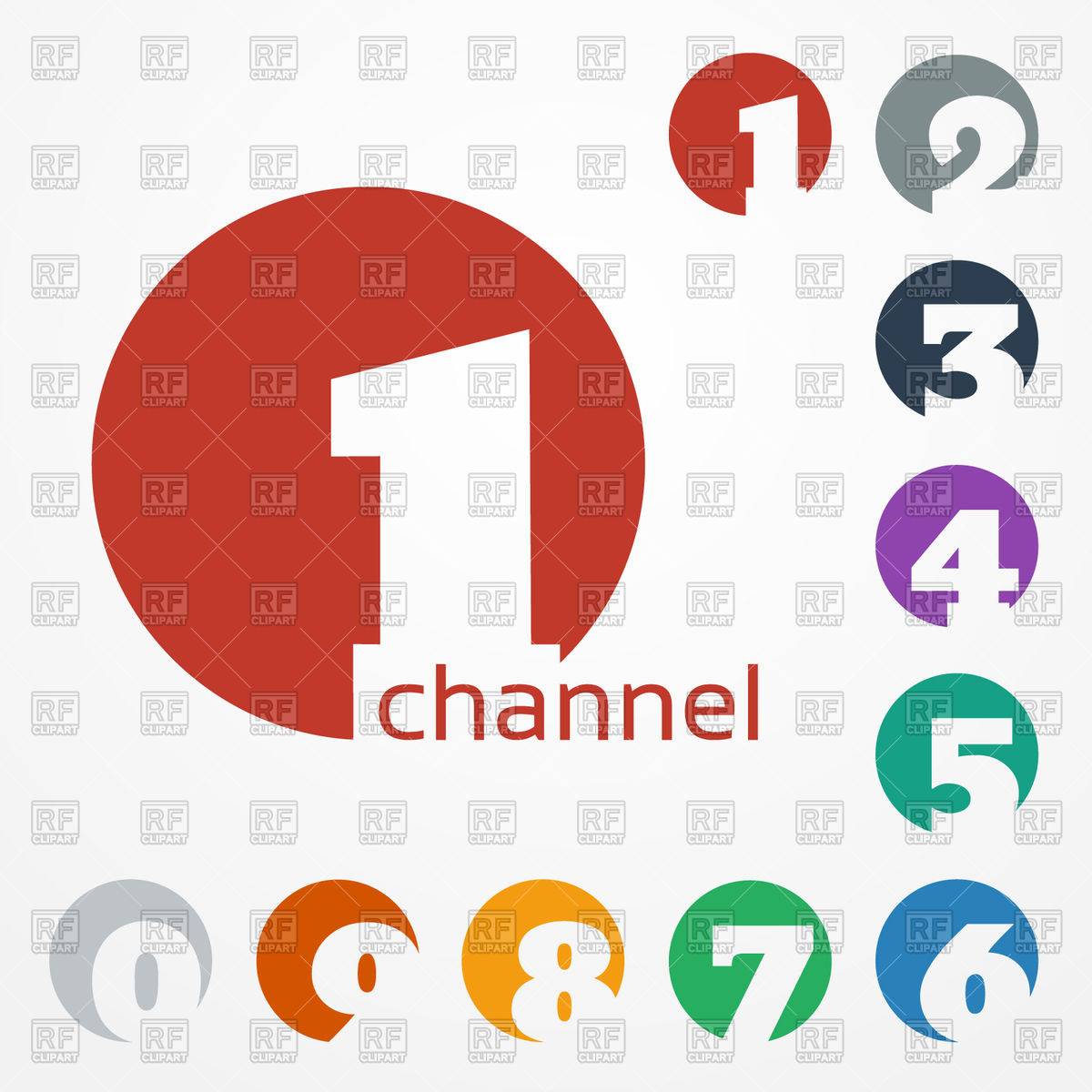 1200x1200 Round Icons With Number And Word Channel Free Vector Image