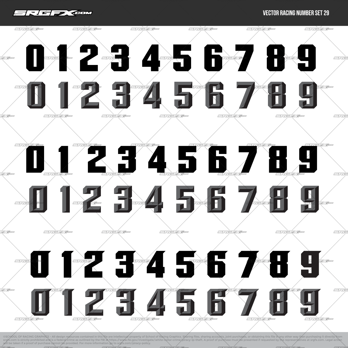 1200x1200 Vector Racing Number Set School Of Racing Graphics