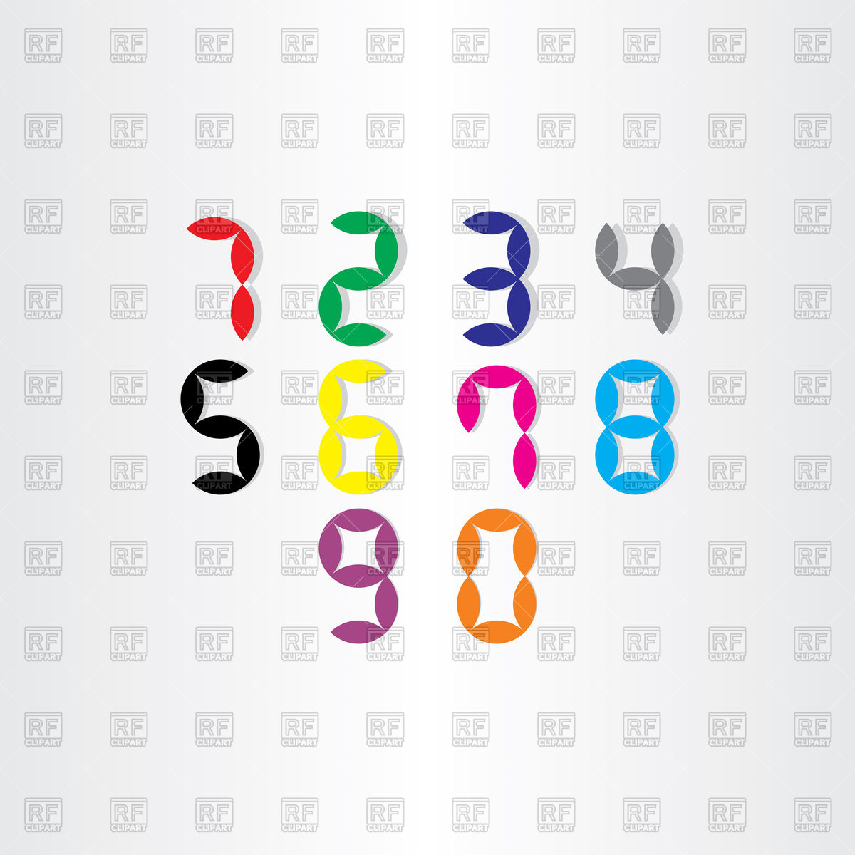 1200x1200 Color Digital Stylized Numbers From To Vector Image Of Fonts