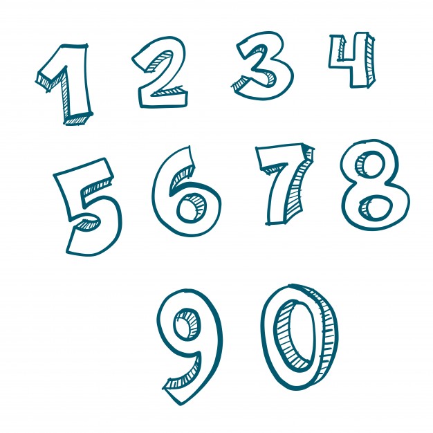 626x626 Doodle Numbers Vector Free Download