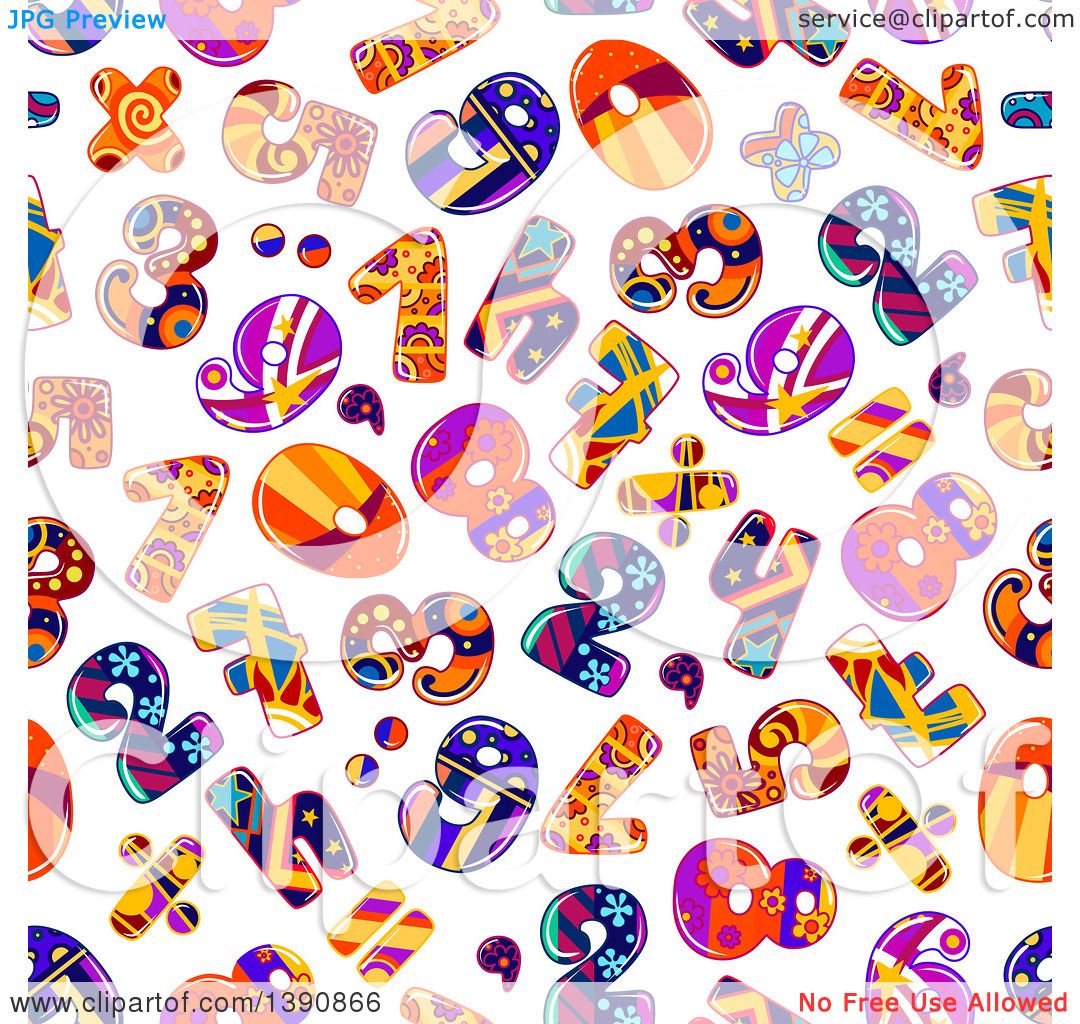 1080x1024 Clipart Of A Seamless Background Pattern Of Funky Numbers