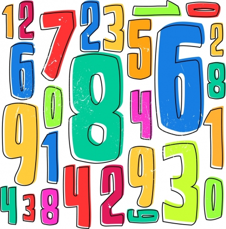 462x468 Numbers Background Colorful Handdrawn Sketch Vectors Stock