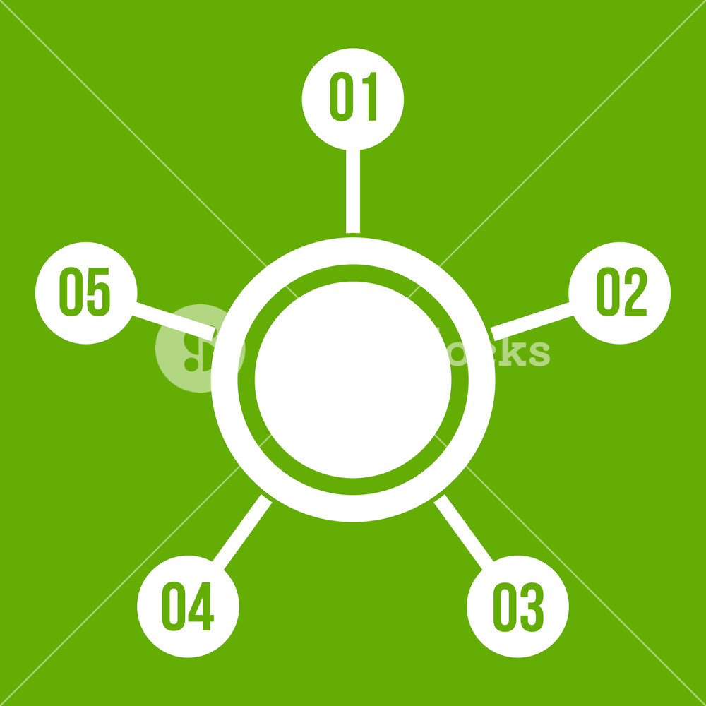 1000x1000 Circle Chart With Numbers Icon White Isolated On Green Background