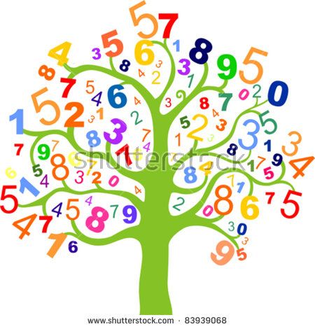 450x470 Abstract Colorful Tree With Numbers Isolated On White Background