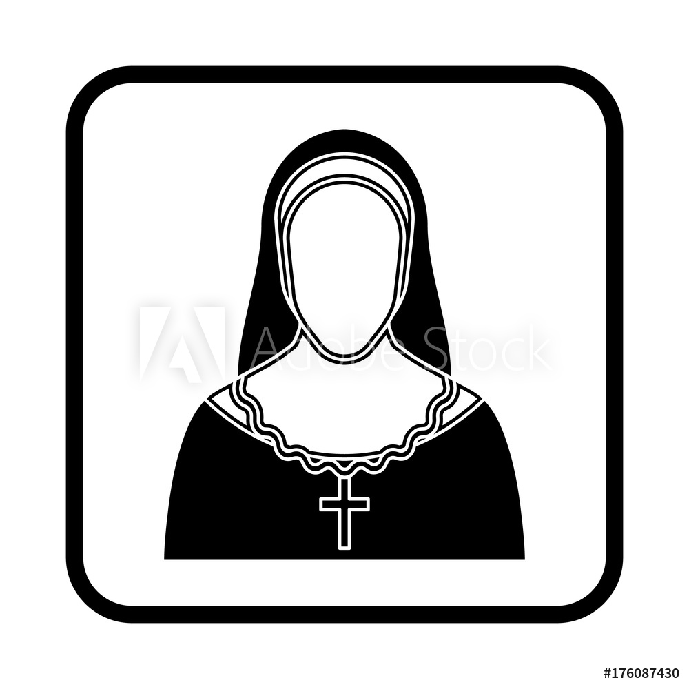 1000x1000 Photo Art Print Nun Vector Illustration Religion Icon