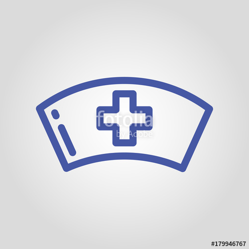 500x500 Woman Doctor Or Nurse Cap Isolated Linear Flat Vector Icon Stock