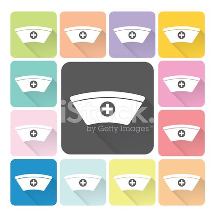 440x440 Nurse Hat Icon Color Set Vector Illustration Stock Vector