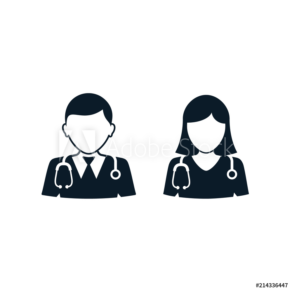 1000x1000 Photo Art Print Doctor And Nurse Icon, Vector Isolated Medical