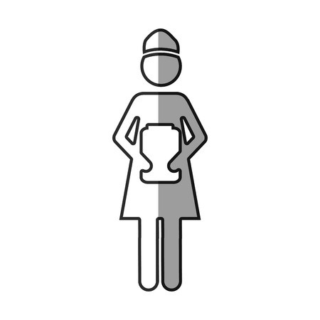 450x450 Grayscale Silhouette With Pictogram Of Woman Nurse Icon Vector