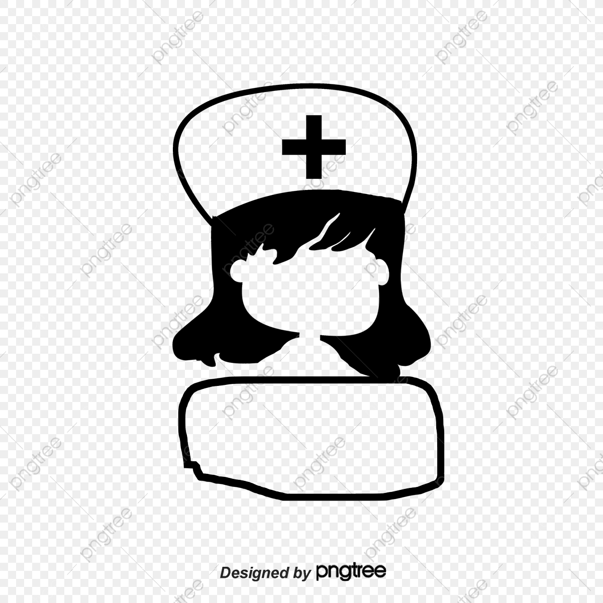 1200x1200 Black And White Cartoon Nurse Head Logo, Black Vector, Cartoon