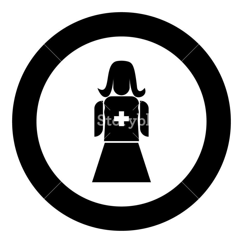 1000x1000 Nurse Icon Black Color In Circle Or Round Vector Illustration
