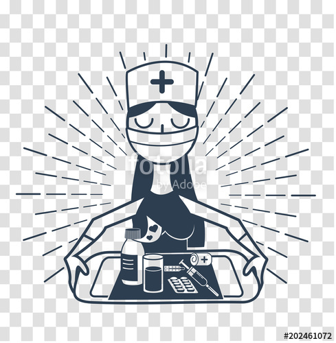 489x500 Silhouette Linear Style Nurse Stock Image And Royalty Free Vector