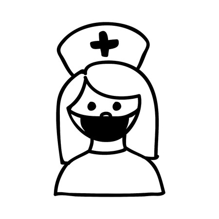 450x450 Monochrome Silhouette Half Body Nurse With Mask Vector