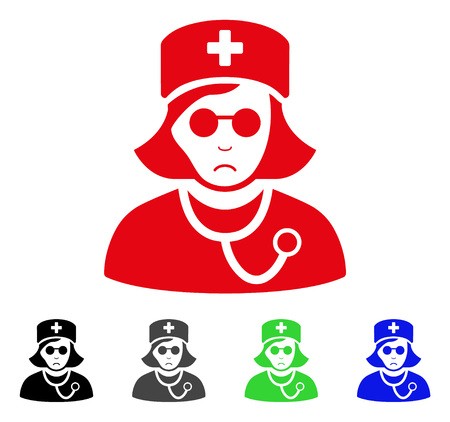 450x422 Sadly Blind Nurse Vector Pictograph Vector Illustration Style Is
