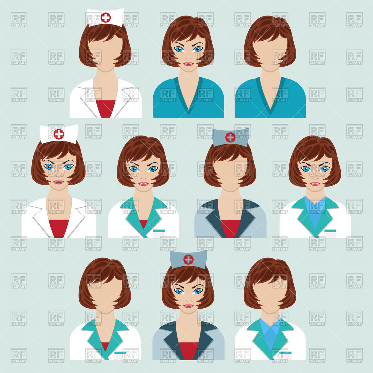 1200x1200 Set Of Medical Characters Doctor And Nurse Vector Image
