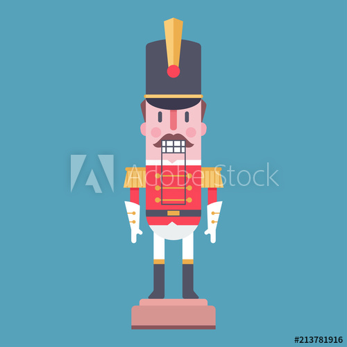 500x500 Nutcracker Vector Cartoon Character Toy Soldier Isolated On Blue