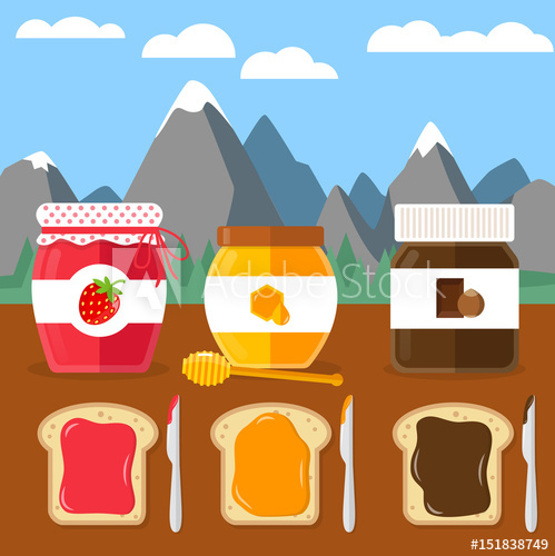 499x500 Marmelade Honig Schokoaufstrich Nutella Natur Brotaufstrich Vektor