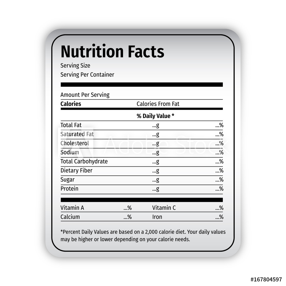 Fotografie, Obraz Nutrition Facts Food Label Vector Editable 1000x1000 Fotografie, Obraz Nutrition Facts Food Label Vector Editable