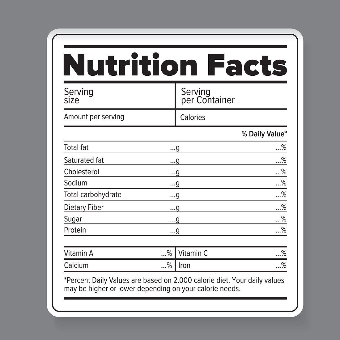 Nutrition Facts Vector Label 1100x1100 Nutrition Facts Vector Label