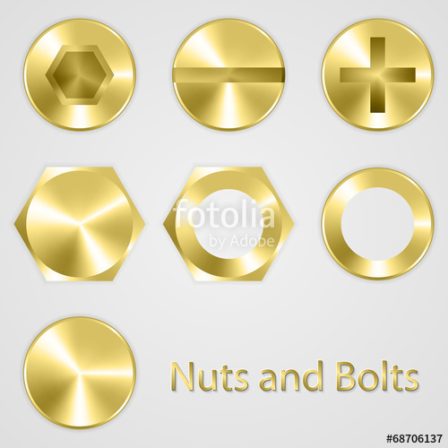 500x500 Gold Nuts And Bolts Vector Illustration Stock Image And Royalty