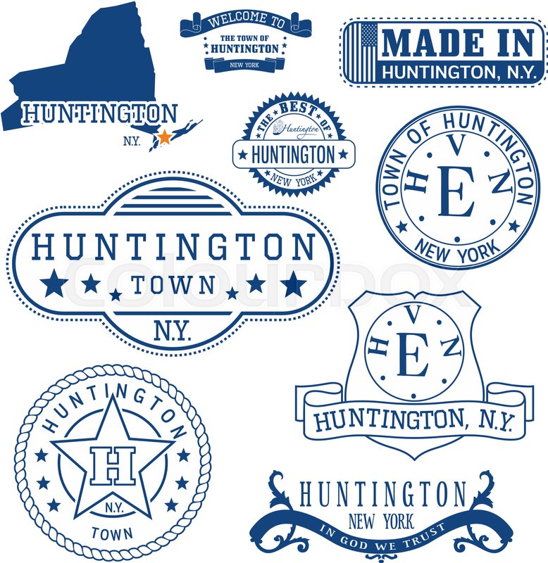 778x800 Set Of Generic Stamps And Signs Of Huntington Town, New York State