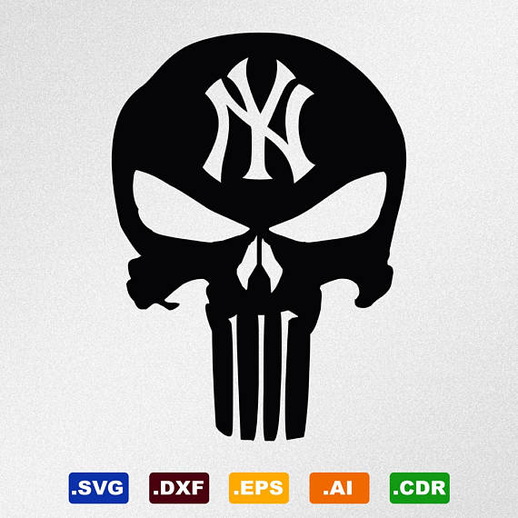 570x570 Punisher Skull New York Yankees Dxf, Cdr Vector