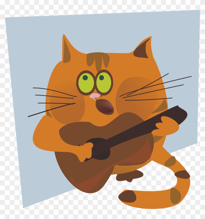 840x898 Cat Vector Figure Animal Guitar Png Image