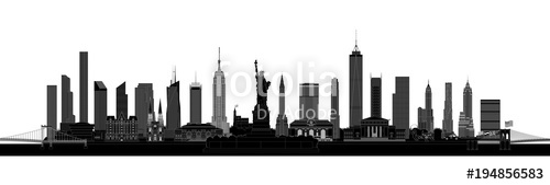 New York City Skyline Silhouette, Vector Stock Image And Royalty 500x169 New York City Skyline Silhouette, Vector Stock Image And Royalty