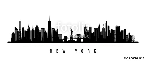 New York City Skyline Horizontal Banner Black And White 500x209 New York City Skyline Horizontal Banner Black And White