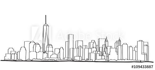 500x225 Free Hand Sketch Of New York City Skyline Vector Illustration