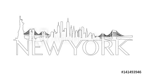 500x263 New York City Skyline Vector Outline