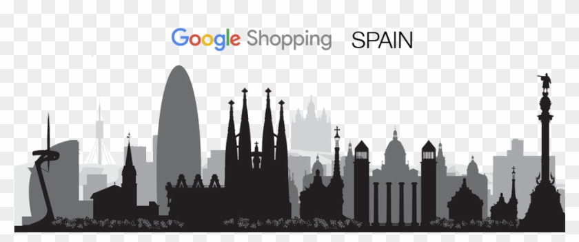 840x351 Barcelona Skyline Vector Free, Hd Png Download
