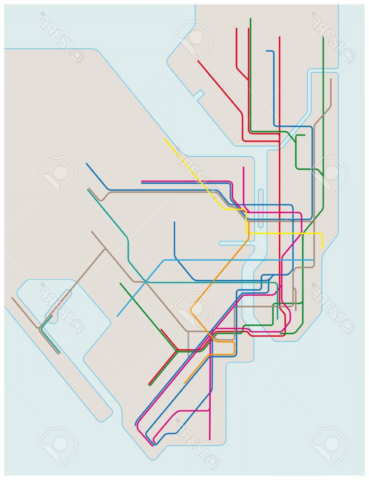 1200x1560 Photostock Vector Colored Subway Vector Map Of New York City