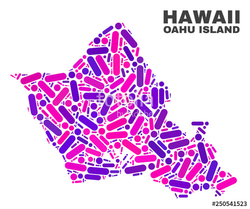 500x418 Mosaic Oahu Island Map Isolated On A White Background Vector