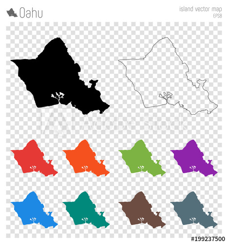 468x500 Oahu High Detailed Map Island Silhouette Icon Isolated Oahu