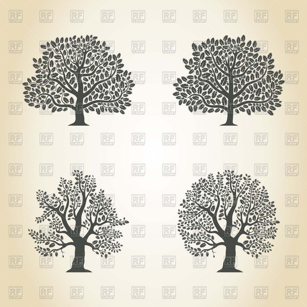 1200x1200 Set Of Oak Trees Vector Image Of Plants And Animals