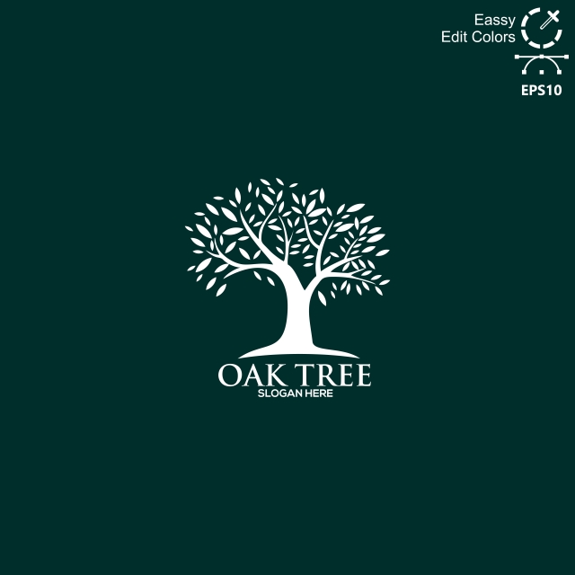 640x640 Simple And Modern Vector Oaks Tree Logo, Tree, Oak, Logo Png
