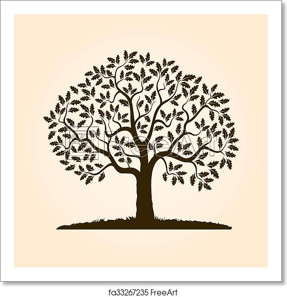561x581 Free Art Print Of Brown Oak Tree Vector Illustration Freeart