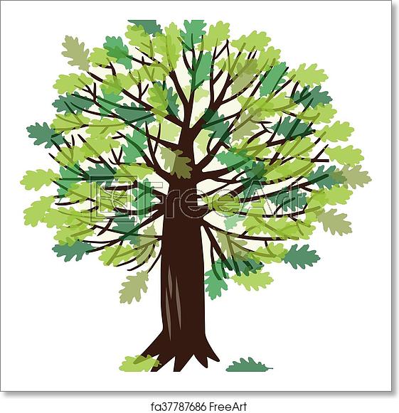 561x581 Free Art Print Of Vector Illustration With Oak Tree Vector