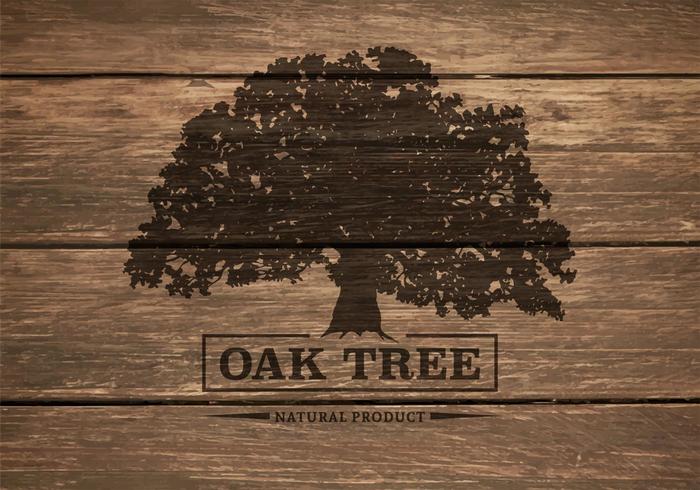 700x490 Oak Tree Silhouette On Wooden Background Vector