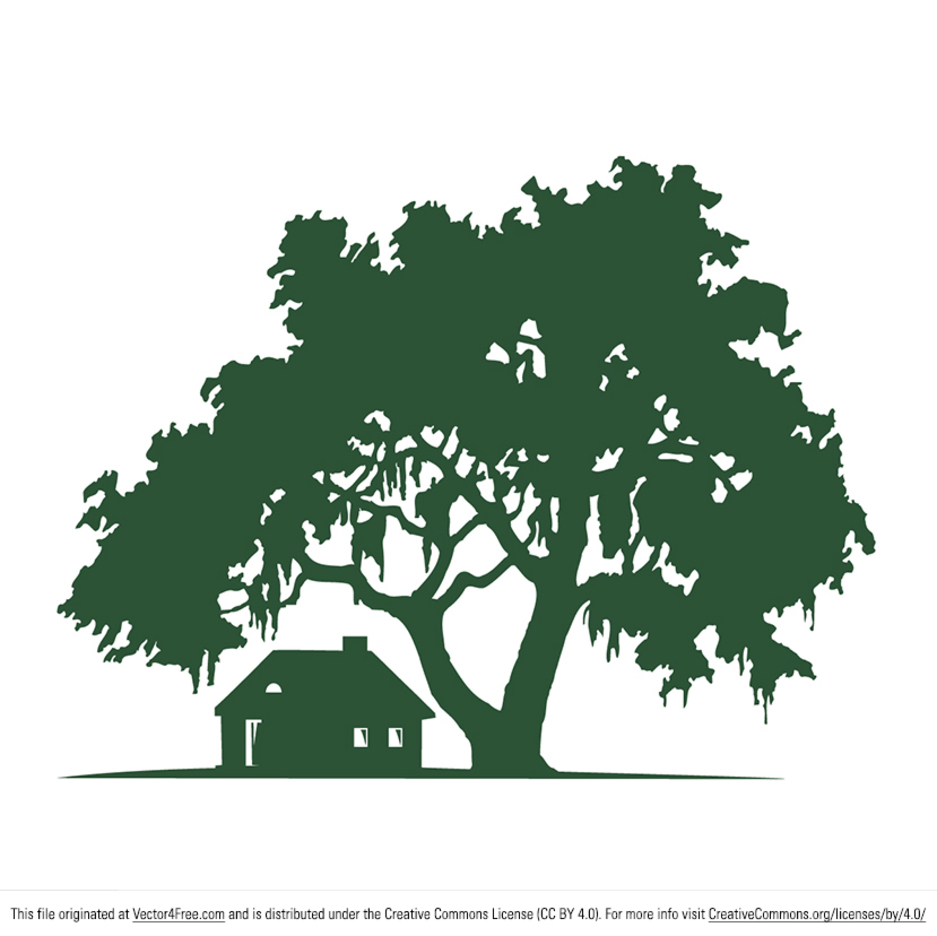 937x936 Oak Tree Vector Cabin Silhouette Vector