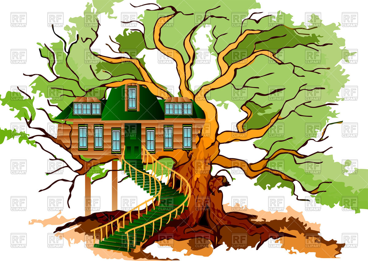 1200x851 Tree House On Oak Vector Image Of Plants And Animals Arkela